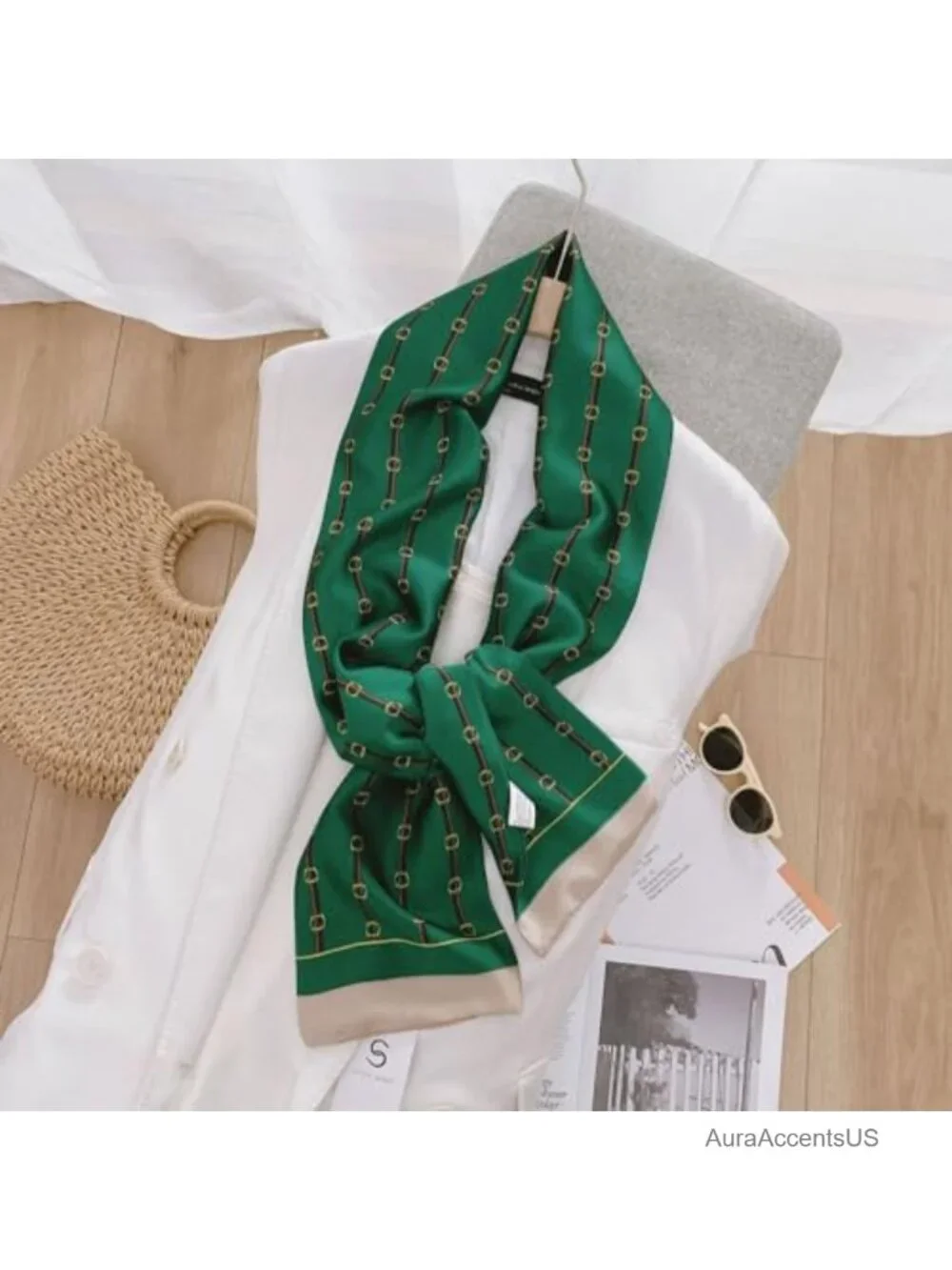 Silk Feeling Polyester Fashion Scarf Headband Neckerchief for Women